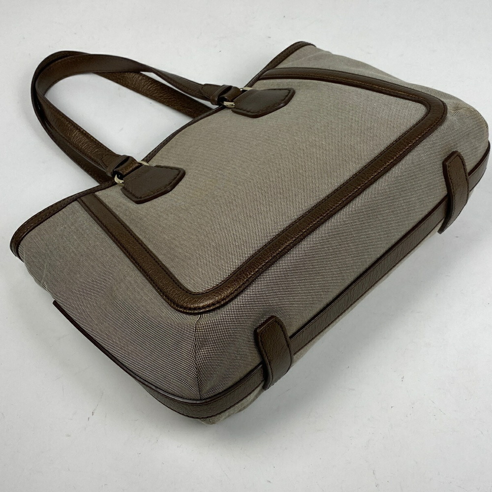 Celine Carriage Pattern Canvas Tote Handbag Beige… - image 2